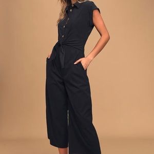 Lulus black Tie-Front Culotte Jumpsuit